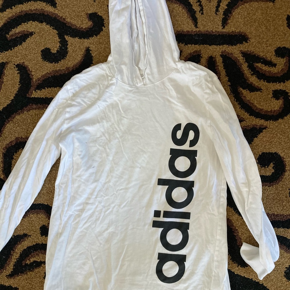 🍂Adidas Classic White Hoodie with Black Accents